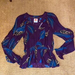 NWT Farm for Anthropologie Palm Peasant Blouse